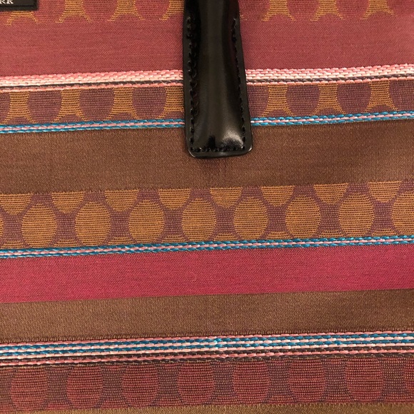 Kate Spade Y2K Vintage Shoulder Purse Mauve Pink Brown stripes, Black Handle - Picture 4 of 7